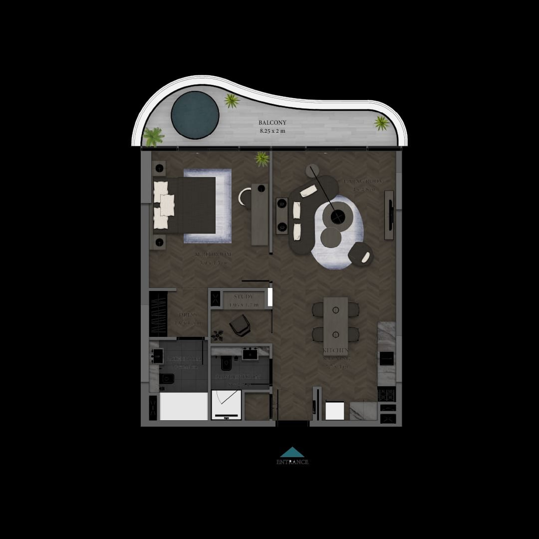 Beach Walk 4 by Imtiaz — 1 BR floor plan, Type a