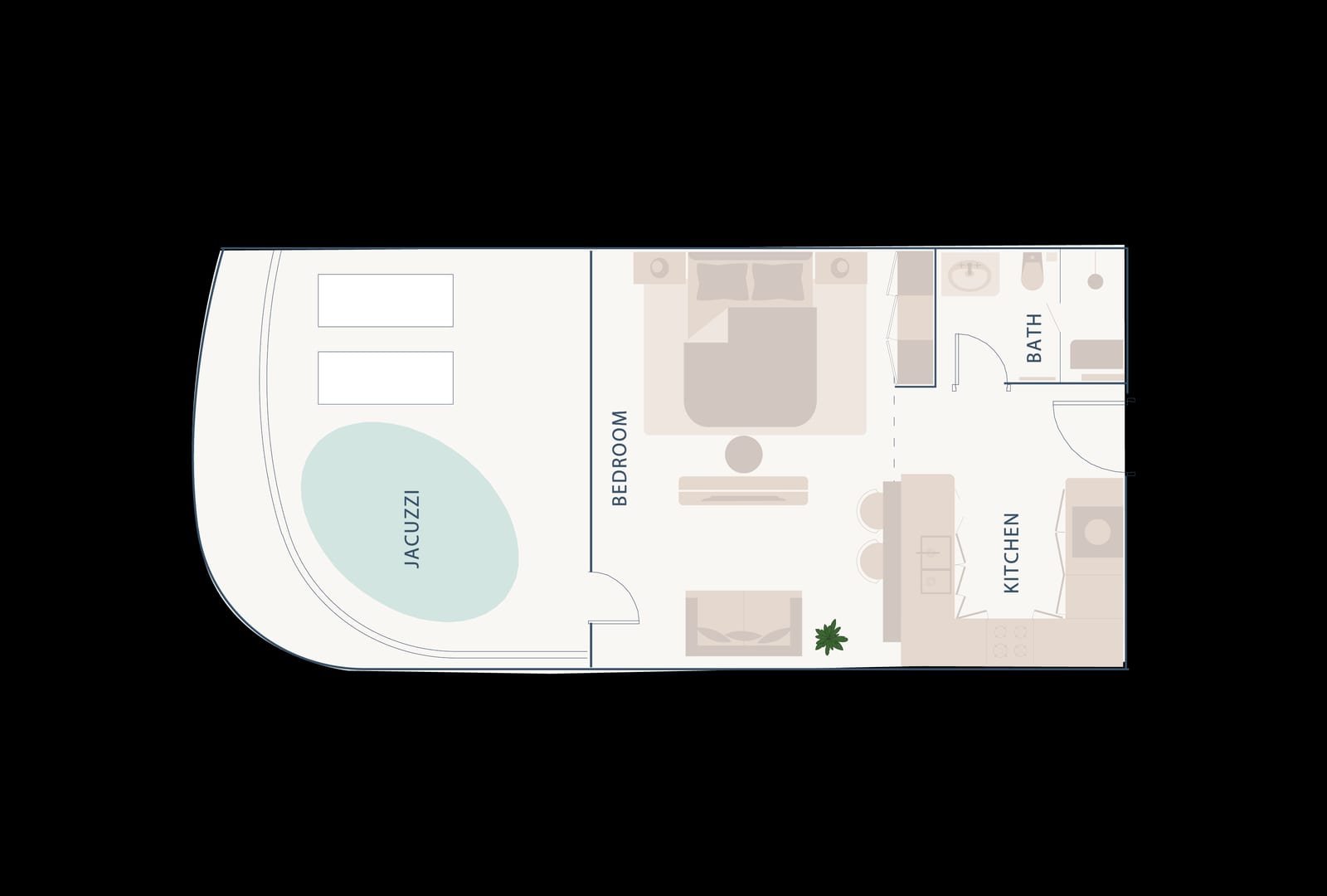 Beach Walk Residence by Imtiaz — Studio floor plan, Type a